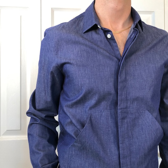 Kris Van Assche Blue Pouch Pocket Shirt 46 - Picture 3 of 8